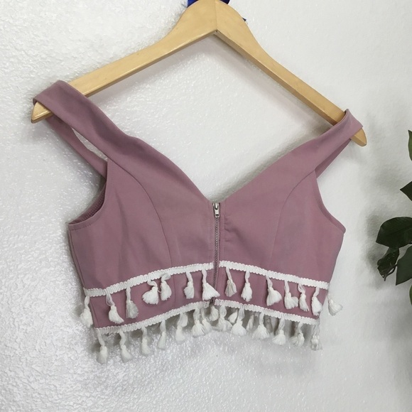 Sabo Skirt Fringe Pink Crop Top and Skirt Set - Picture 5 of 9